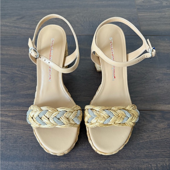 Stuart Weitzman Lana Raffia Ankle Strap Platform Sandals - Picture 5 of 15